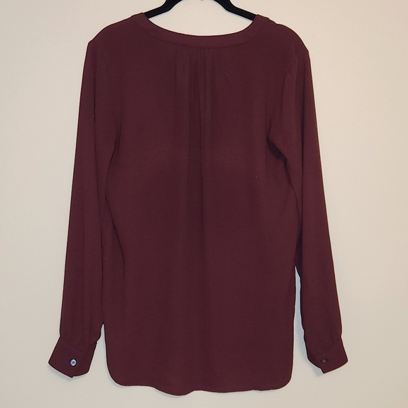Ann Taylor LOFT Red Long Sleeve Blouse - Picture 3 of 4